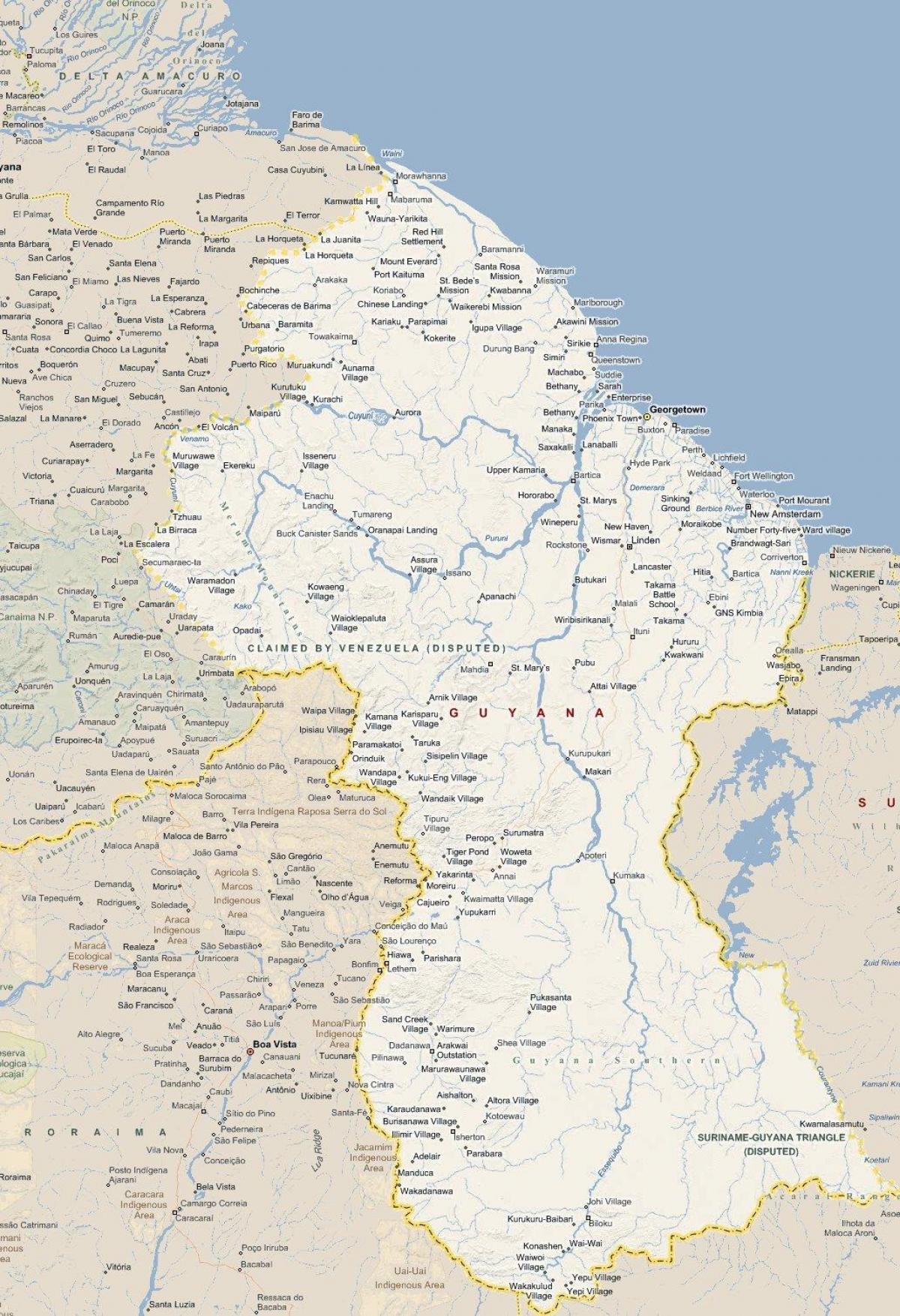 peta - peta terperinci Guyana
