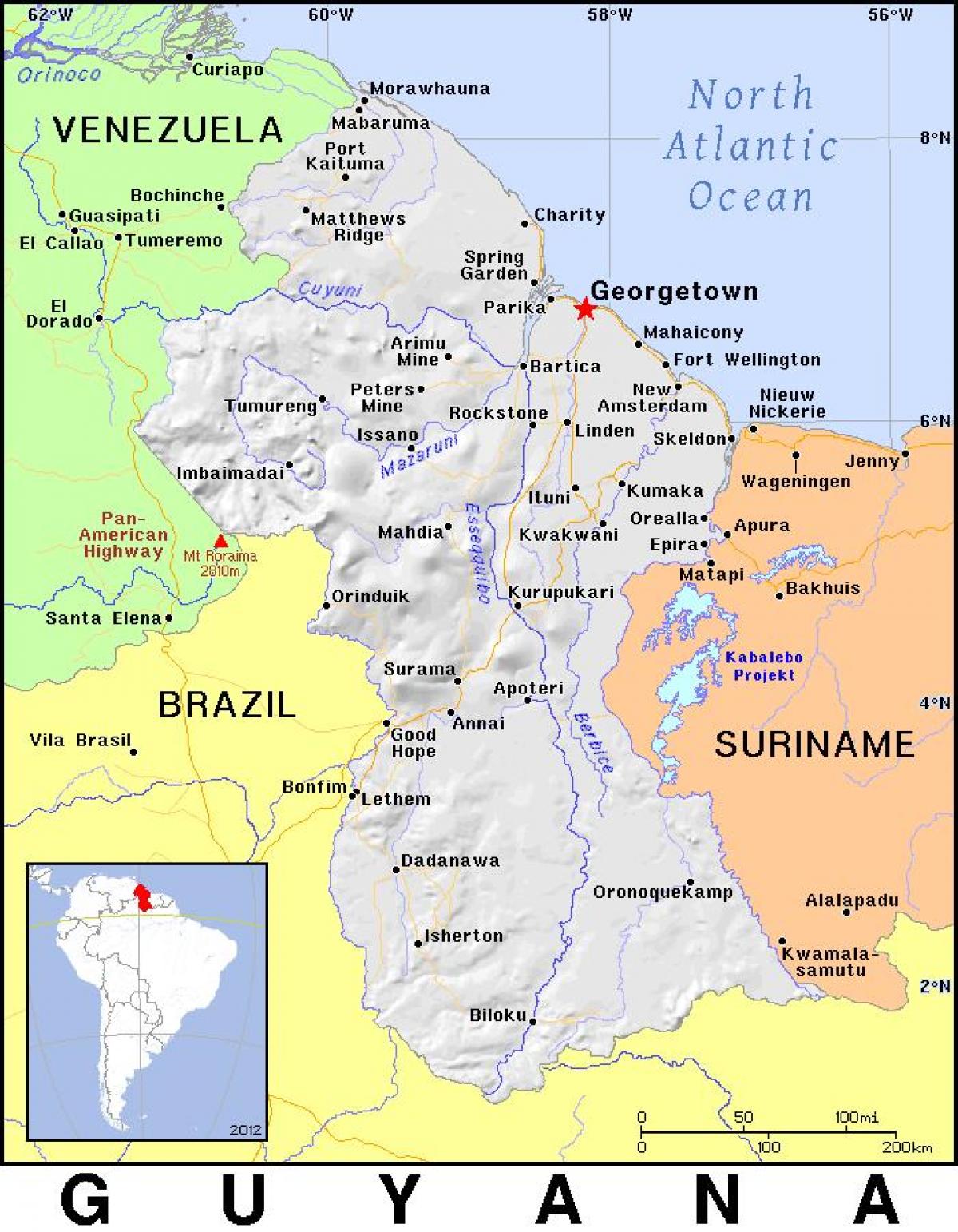 peta Guyana negara