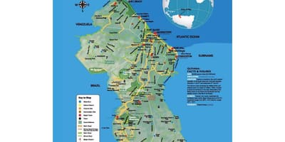 Peta - peta yang menunjukkan bagaimana amerindian datang untuk Guyana